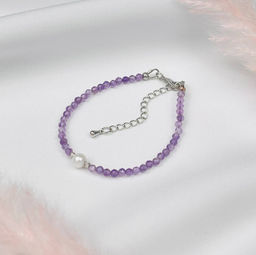 Браслет из Аметиста и Жемчуга 18 см +