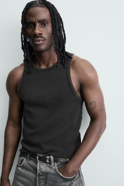 CAMISETA TANK RIB LAVADO / Marr?n oscuro - Zara фото 7