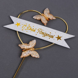 Топпер С днём рождения, бабочки в сердце, цвет белый - Страна карнавалия фото 2