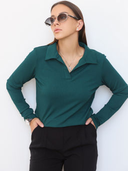 Лонгслив женский поло КФ101 Изумруд от фабрики Спортсоло