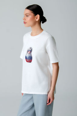 Арт. 3-1155 Футболка женская 44-50 (4 шт) Цвет:молочный - Калинка фото 3