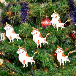 Символ Года 2021 Набор новогодних бычков. 5 штук