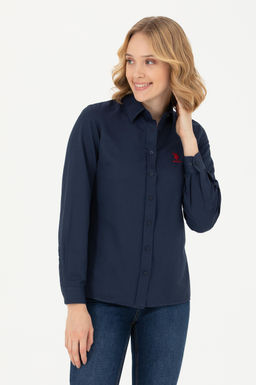 Женская базовая рубашка темно-синего цвета с длинным рукавом - U.s. polo assn фото 15