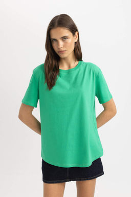 Regular Fit Bisiklet Yaka Penye Basic K?sa Kollu Pembe Tisort - Defacto фото 7