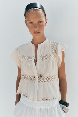 RUSTIC CROCHET LADDER STITCH TOP - Zara фото 2