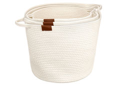 Набор 3 текстильных корзин д/хранения 27*27*20 см, 30*30*25 см, 37*37*30 см, молочный - Elan gallery фото 6