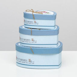 Набор коробок 3 в 1 сердца Розы голубой, 21 х 19 х 9 - 15.5 х 14 х 6 см - Simaland фото 3