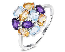 Кольцо, аметист , топаз , цитрин, Алира