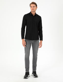 Siyah Oxford Slim Fit Uzun Kollu G_mlek