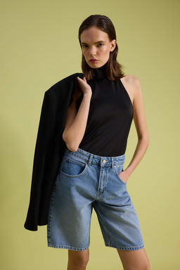 Mavi Yuksek Bel Denim Bermuda TWOSS26SR00106 - Trendyolmilla фото 5