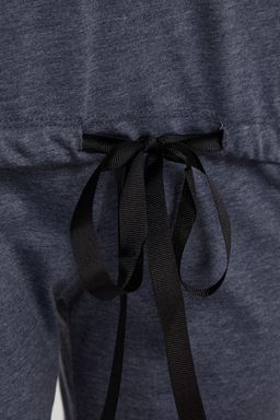 Trendyolmilla Lacivert %100 Pamuklu Baglama Detayl? T-shirt-Pantolon Orme Pijama Tak?m? THMSS20PT0068  фото 7