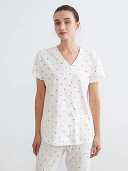 V Yaka Desenli Hamile Pijama Tak?m?