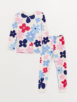 Bisiklet Yaka Desenli Uzun Kollu Polar K?z ?ocuk Pijama Tak?m?