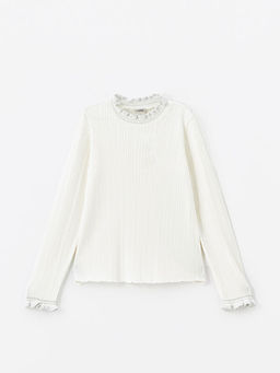 Dik Yaka Uzun Kollu K?z ?ocuk Triko Kazak