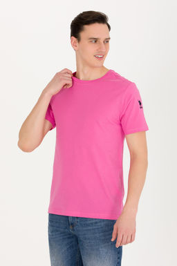 Футболка U.S. Polo Assn с круглым вырезом розовая из хлопка  фото 9