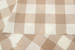 Вареный (стираный) хлопок Клетка (3.0*3.5см) цв.бежевый/молочный, ш.2.5м, хл-100%, 115гр/м.кв - Купава фото 4