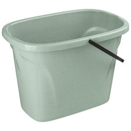 Ведро пластмассовое Greenland 8л, 22х32х22,5см, прямоугольное, выступ для выливания воды, на дне отверстие-прихват, зеленый флэк (Россия)