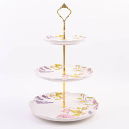 60265 Конфетница 3х-ярусная Розовый сад доломит LR (х16)