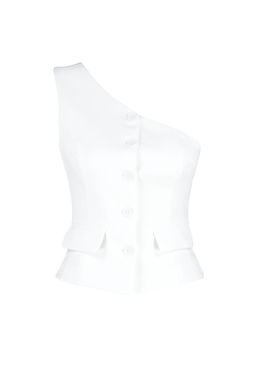 Trendyolmilla Ekru Fitted Tek Kol Crop Dokuma Yelek TWOSS24YE00016  фото 7