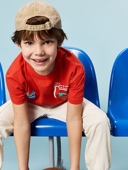 Bisiklet Yaka Bask?l? Erkek ?ocuk Ti??rt