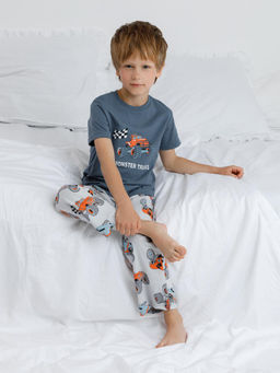 К 1599/винтажный синий,машины пижама для мал