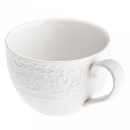 Русь Чашка фарфоровая 210мл, д8,6см h6см, глянцевая глазурь, белый, рельефный декор (Китай) - Домашняя мода фото 3
