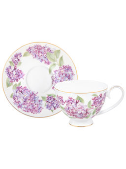 Чайная пара 2 пр. 300 мл 12,5*9,5*7 см "Сирень" на ножке, фарфор NEW BONE CHINA