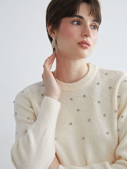 Bisiklet Yaka Ta?l? Kad?n Triko Kazak