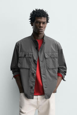 SOBRECAMISA ALGOD?N BOLSILLOS / Gris medio - Zara фото 2