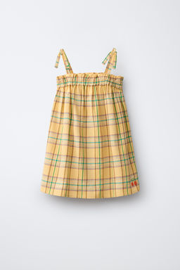 VESTIDO TEXTURA CUADROS BORDADO / Amarillo - Zara фото 4