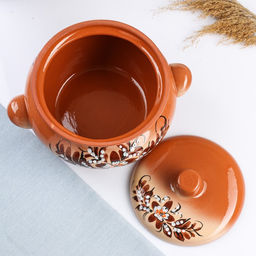Жаровня Кунгурская керамика, с росписью, 3 л, коричневая