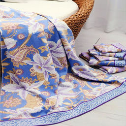 "Япония-2014" Полотенце махровое 34х78см, плотность 300гр/м2, 100% хлопок, "Фантазия", сиреневый, Bolangde (Китай)