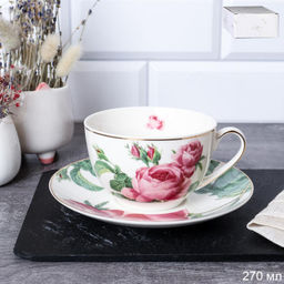 Чайная пара 2 предмета 270 мл / 17-127# / Роза в подарочной упаковке