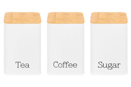 Набор 3 банок для сыпучих продуктов 1,1 л 9,5*9,5*14,5 см Tea, coffee, sugar белый с бамбук.крышк - Elan gallery фото 19