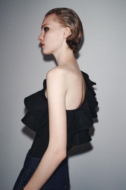 ASYMMETRIC CONTRAST RUFFLE BODYSUIT - Zara фото 3