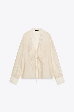 RUFFLED BLOUSE WITH TIES - Zara фото 6