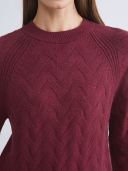 Bisiklet Yaka Kendinden Desenli Kad?n Triko Kazak