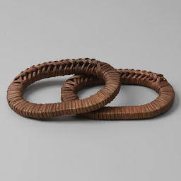 Цена за 3 шт. Ручки для сумок деревянные, плетёные, d=9.8×5.9 / 13.5×9.5 см, 2 шт., коричневые