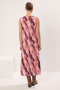 Cok Renkli Fitted/Vucuda Oturan Soyut Bask?l? Maxi Esnek Orme Elbise TWOSS25EL00535 - Trendyolmilla фото 4