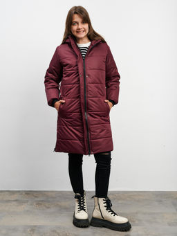 Пальто зимнее для девочки мембрана бордо
