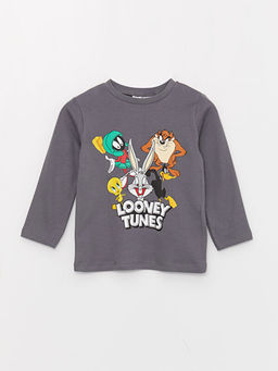 Bisiklet Yaka Uzun Kollu Looney Tunes Bask?l? Erkek Bebek Pijama Tak?m? - Waikiki фото 2