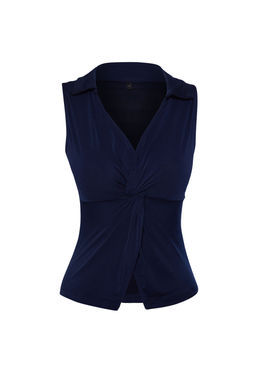 Trendyolmilla Bordo Fitted/Vucuda Oturan Polo Yaka Esnek Orme Bluz TWOSS24BZ00085 фото 21