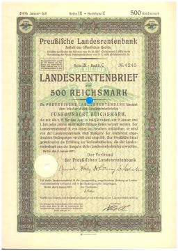 Облигация 500 марок 1937 года Германия