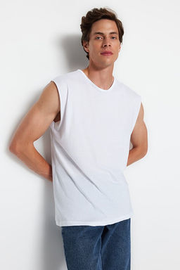 Beyaz Basic Regular/Normal Kesim %100 Pamuk Kolsuz Atlet/T-Shirt TMNSS20AL0067