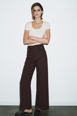 JEANS ZW COLLECTION TAILORED WIDE LEG TIRO ALTO / Chocolate