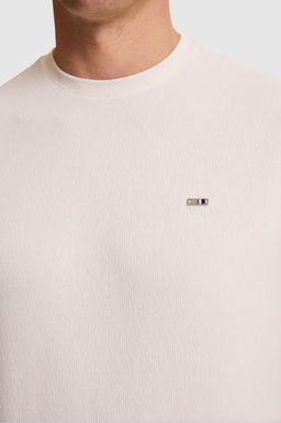 Erkek Krem Comfort Fit Bisiklet Yaka Ti__rt