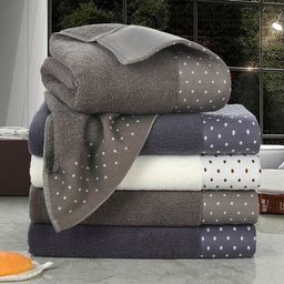 Махровое полотенце Горох Люкс-синий 35*75 см. хлопок 100% - Лен поволжья фото 2