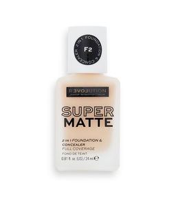 Relove by Revolution Тональная основа и консилер 2 в 1 Supermatte 2 in 1 Foundation & Concealer, F2 24 мл