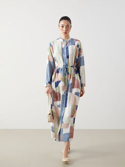 Hakim Yaka Desenli Kad?n G?mlek Elbise