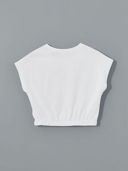 Bisiklet Yaka K?z ?ocuk Crop Ti??rt